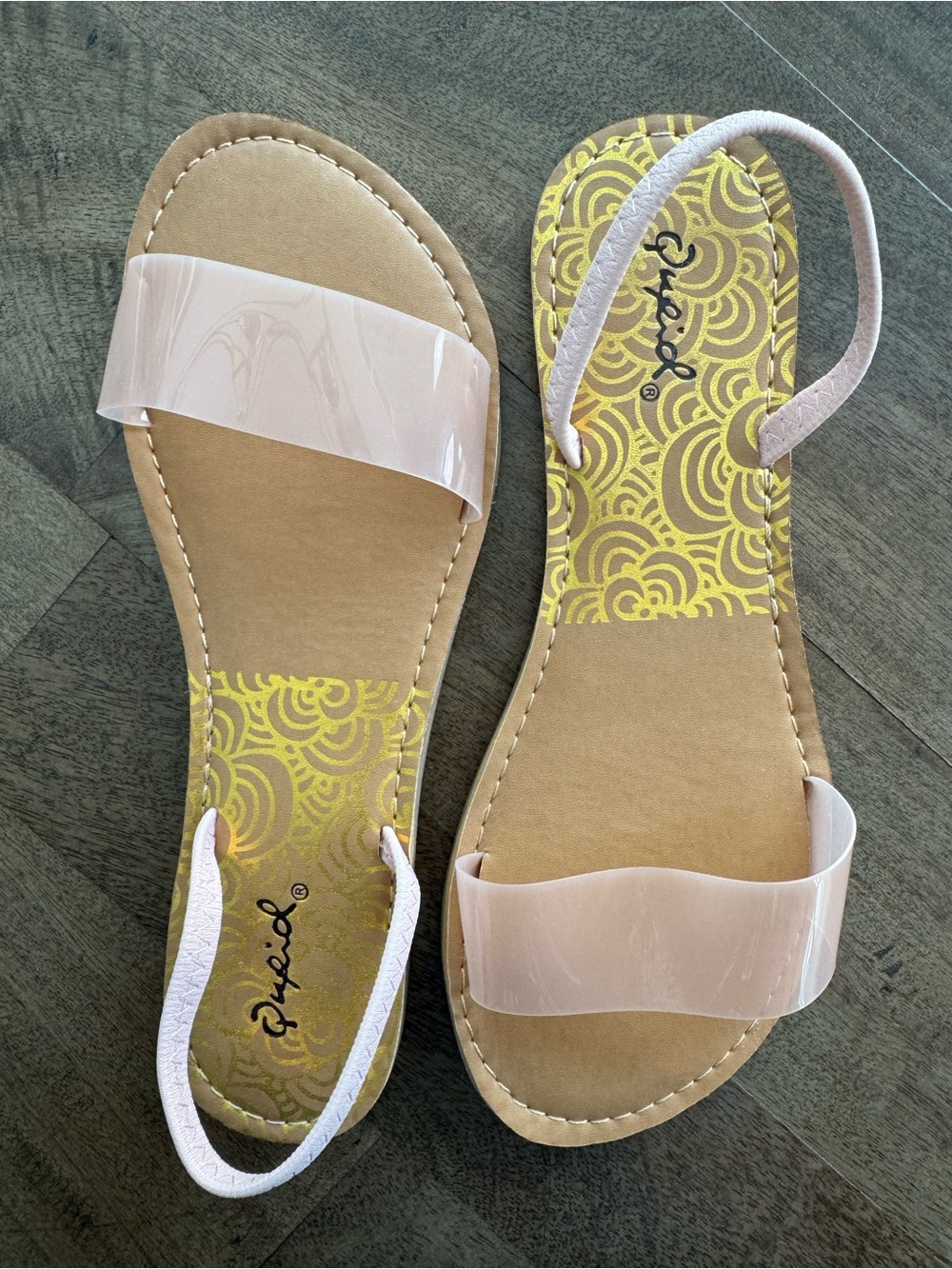 Qupid Blush Clear Strap Slide Sandals